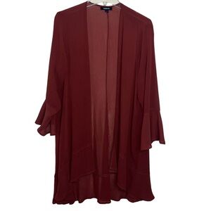 Torrid Kimono Cardigan Semi Sheer Rust Orange Open Front Size 00 M/L